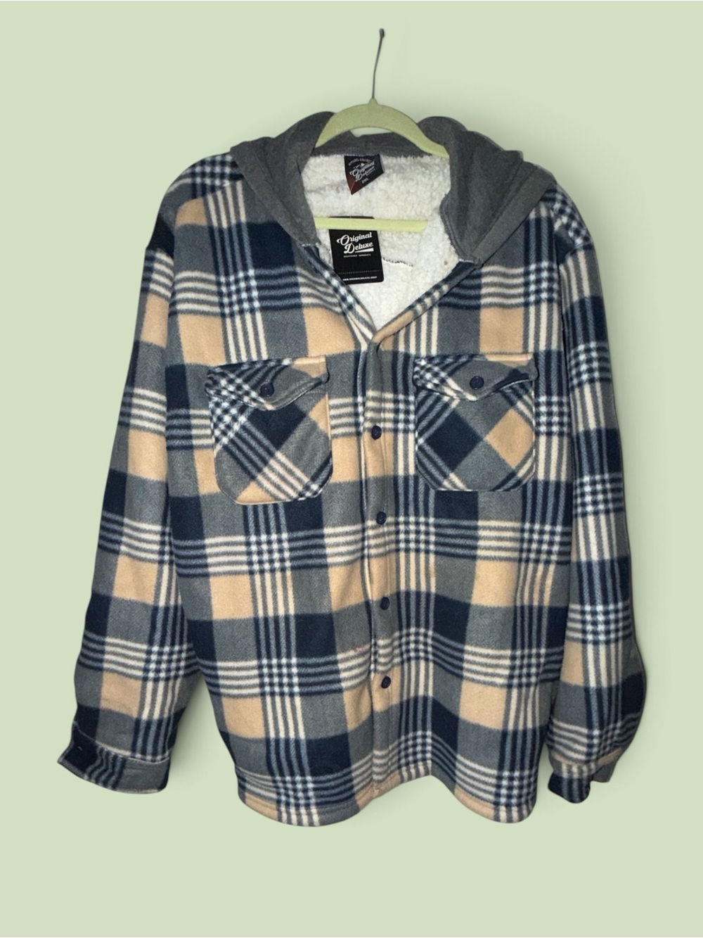 Original Deluxe Hooded Plaid Jacket - Navy & Cream